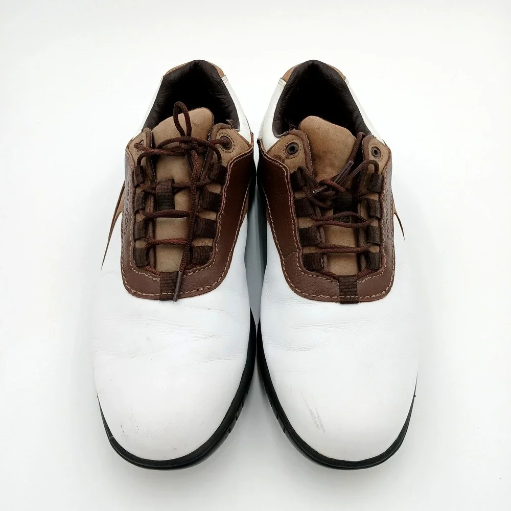 FootJoy‎ FJ Contour Series Golf Shoes White Brown Leather #54239 Men's Size 8 M